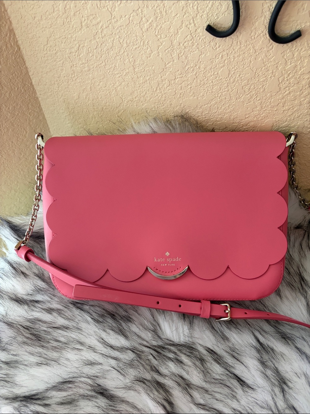 kate spade Hot Pink Scallop Flap Crossbody Bag